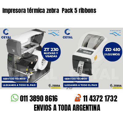 Impresora térmica zebra  Pack 5 ribbons