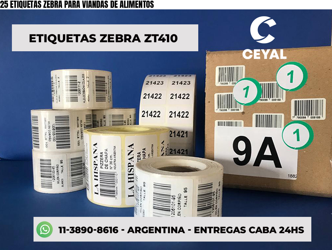 25 ETIQUETAS ZEBRA PARA VIANDAS DE ALIMENTOS