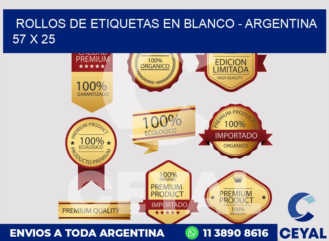 Rollos de etiquetas en blanco - Argentina 57 x 25