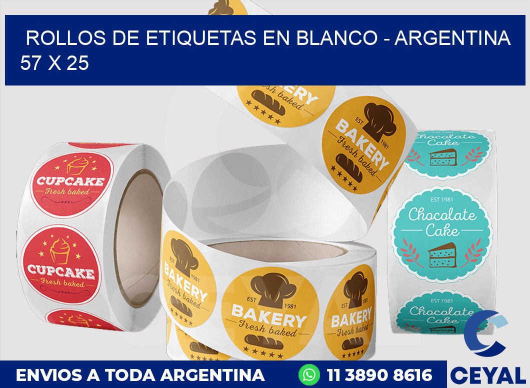Rollos de etiquetas en blanco – Argentina 57 x 25
