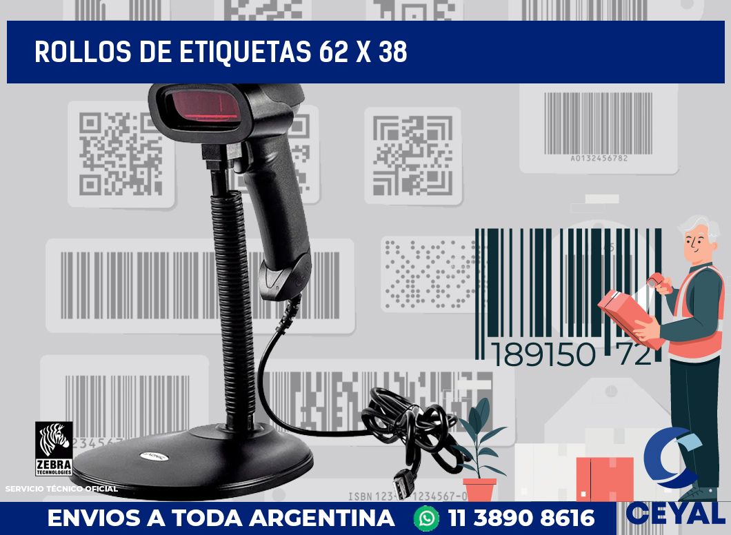rollos de etiquetas 62 x 38