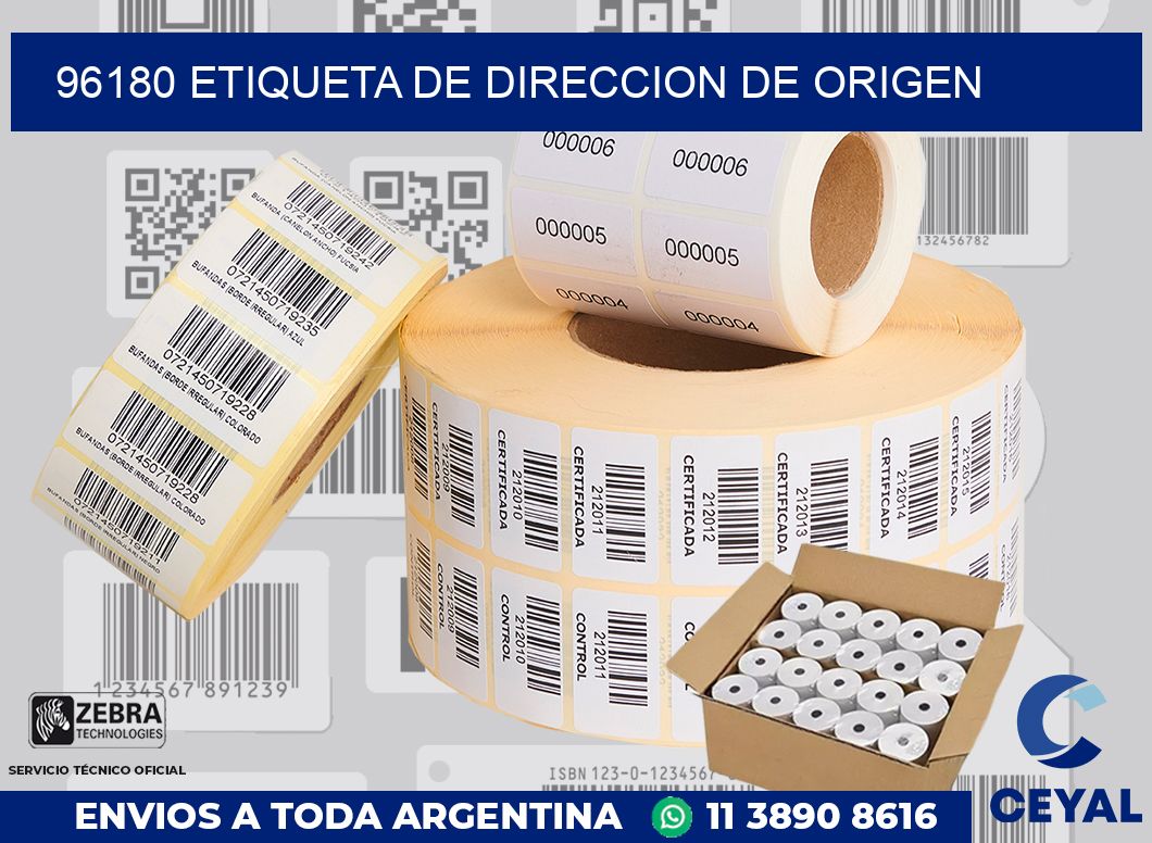 96180 Etiqueta de direccion de origen