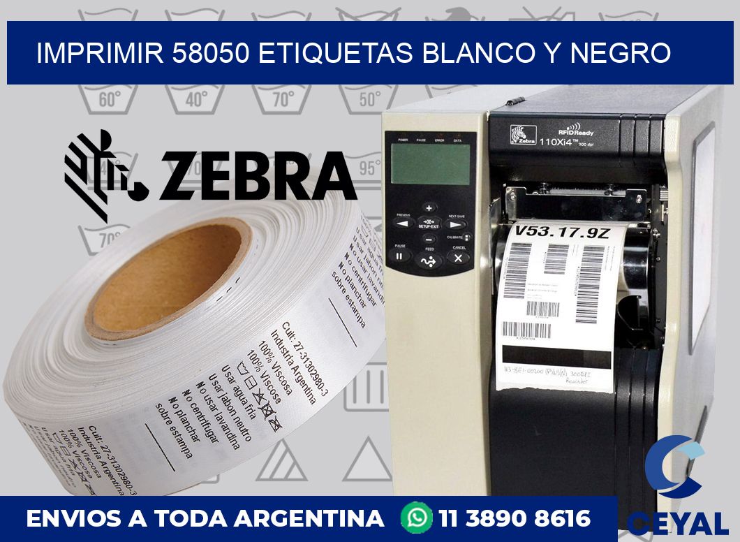 imprimir 58050 etiquetas blanco y negro