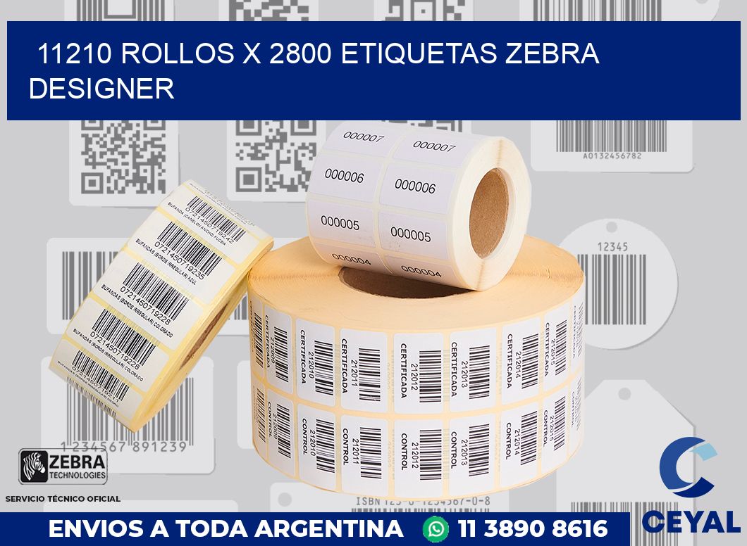 11210 Rollos x 2800 etiquetas zebra designer