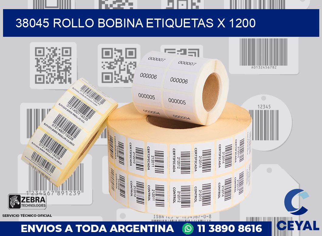 38045 Rollo bobina etiquetas x 1200