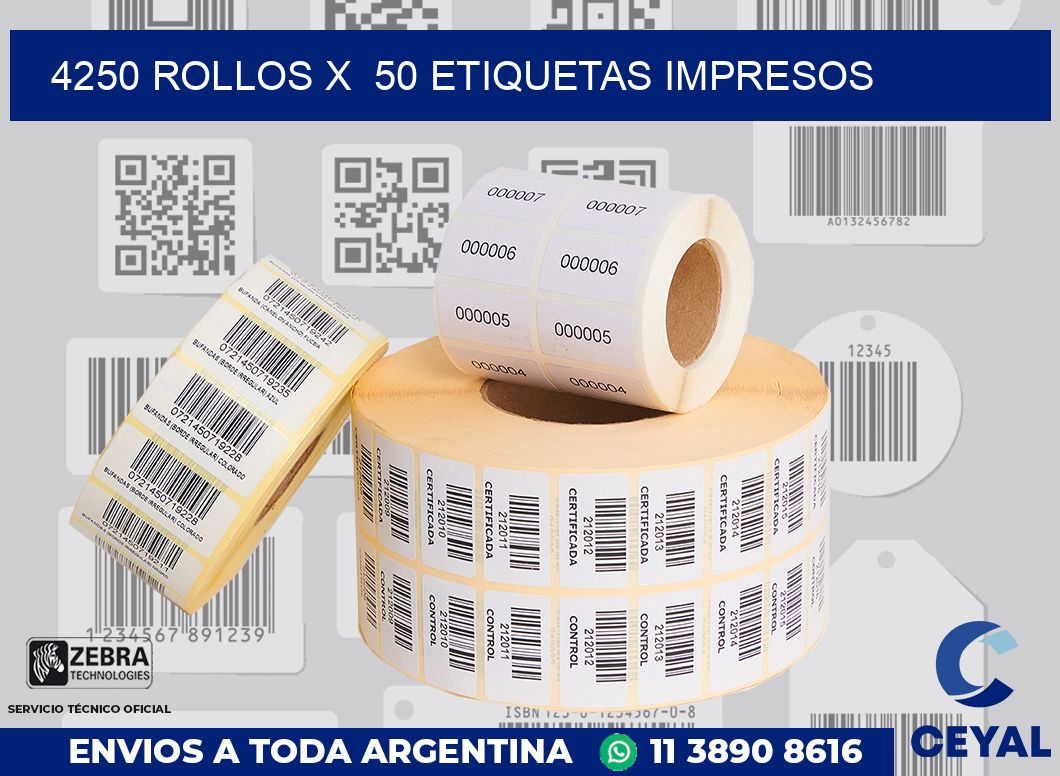 4250 Rollos x  50 etiquetas impresos