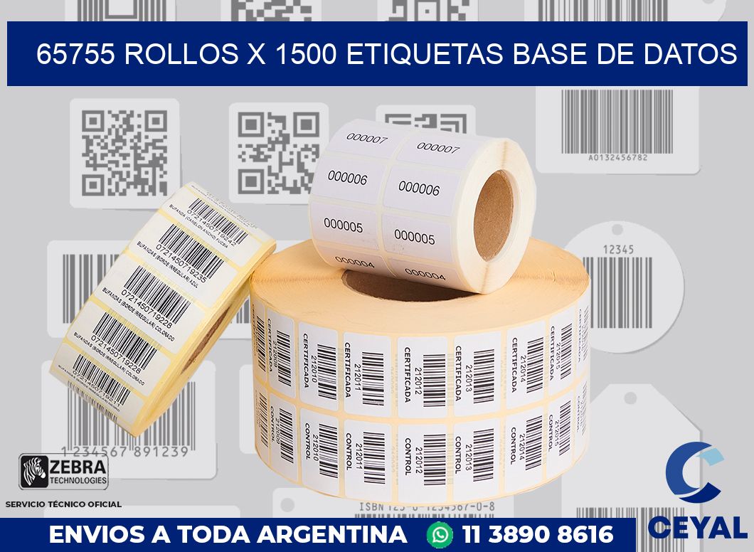 65755 Rollos x 1500 etiquetas base de datos