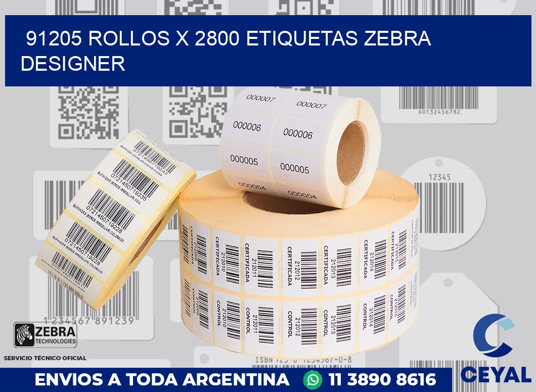 91205 Rollos x 2800 etiquetas zebra designer