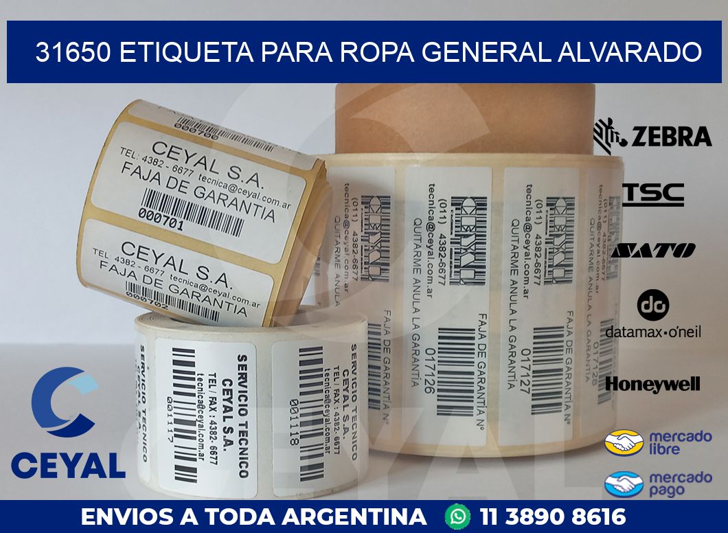 31650 ETIQUETA PARA ROPA GENERAL ALVARADO