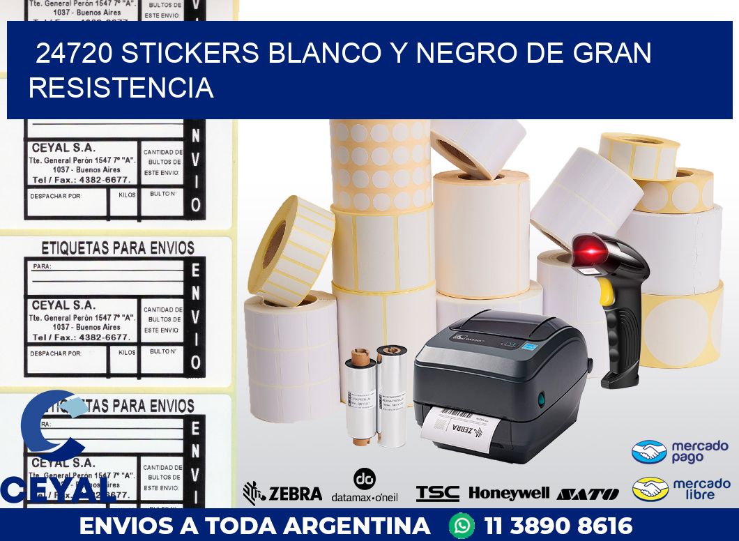 24720 STICKERS BLANCO Y NEGRO DE GRAN RESISTENCIA