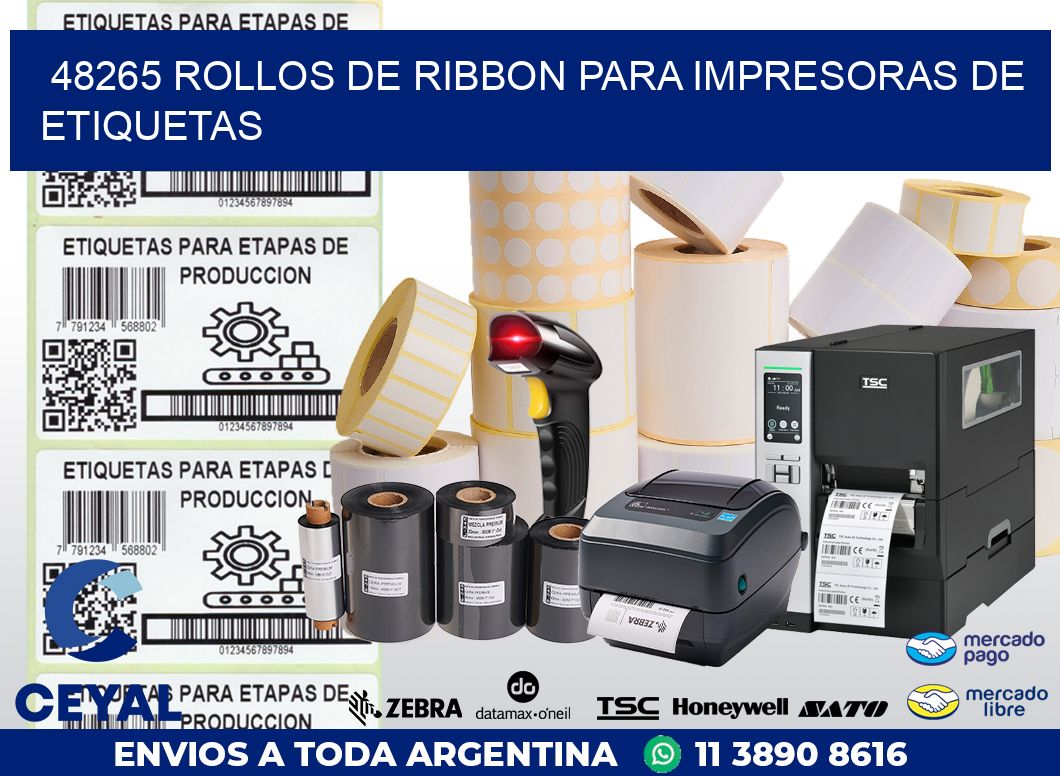 48265 ROLLOS DE RIBBON PARA IMPRESORAS DE ETIQUETAS