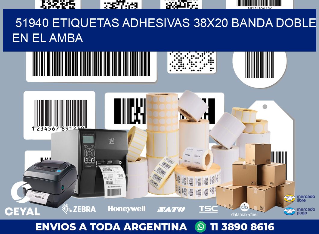 51940 ETIQUETAS ADHESIVAS 38X20 BANDA DOBLE EN EL AMBA