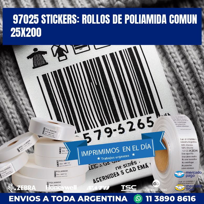 97025 STICKERS: ROLLOS DE POLIAMIDA COMUN 25X200
