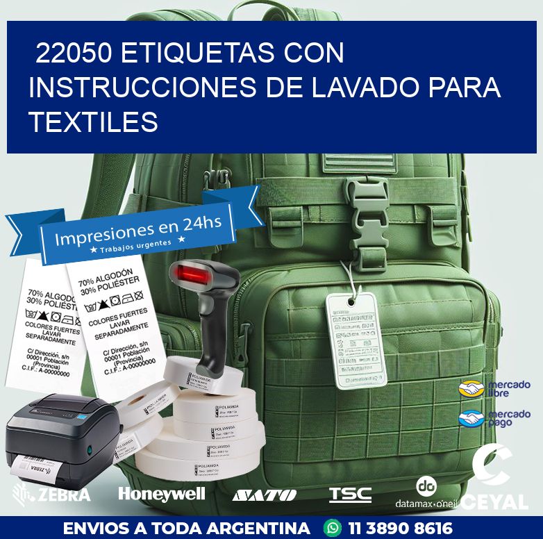 22050 ETIQUETAS CON INSTRUCCIONES DE LAVADO PARA TEXTILES