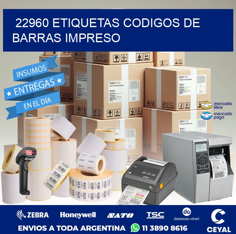 22960 ETIQUETAS CODIGOS DE BARRAS IMPRESO
