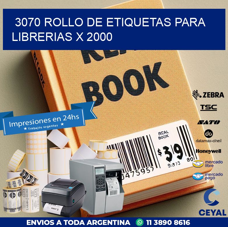 3070 ROLLO DE ETIQUETAS PARA LIBRERIAS X 2000