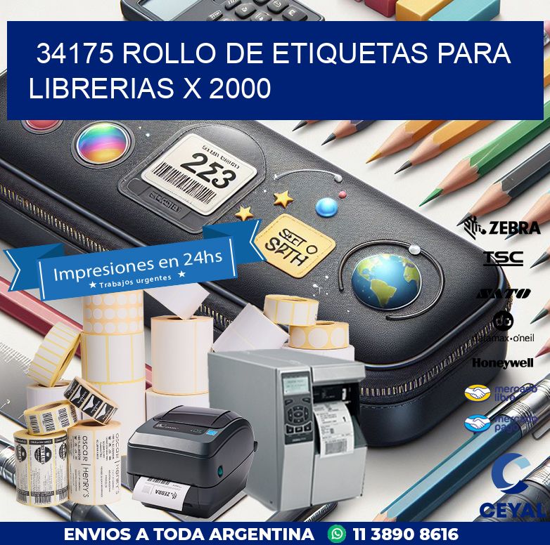 34175 ROLLO DE ETIQUETAS PARA LIBRERIAS X 2000