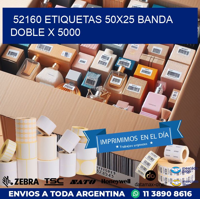 52160 ETIQUETAS 50X25 BANDA DOBLE X 5000