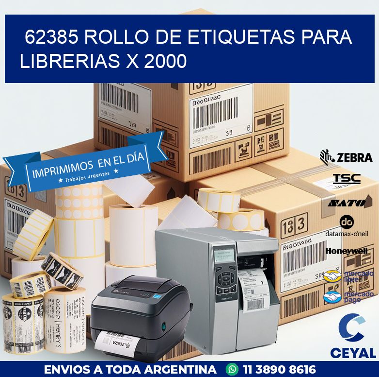 62385 ROLLO DE ETIQUETAS PARA LIBRERIAS X 2000