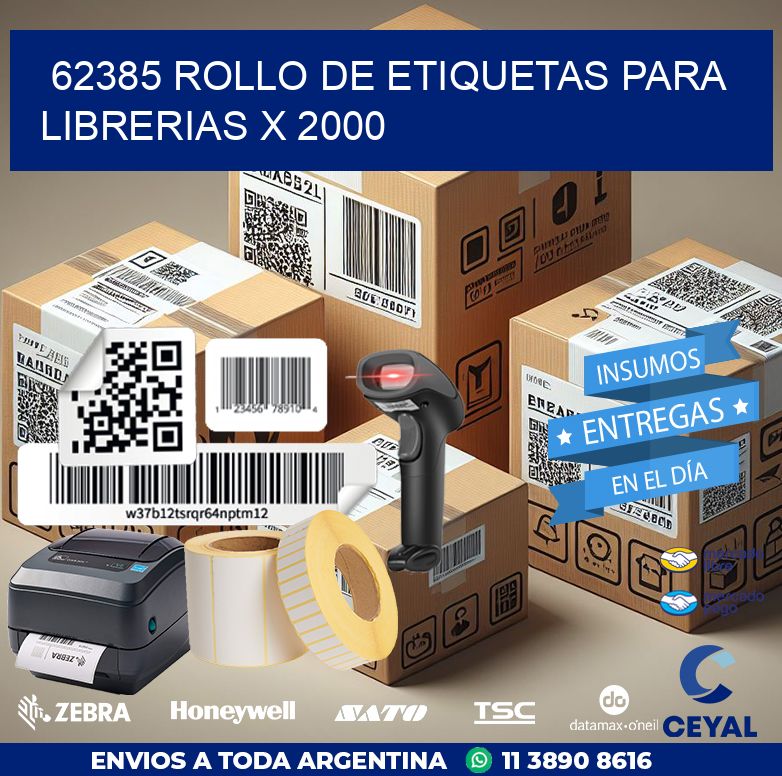 62385 ROLLO DE ETIQUETAS PARA LIBRERIAS X 2000