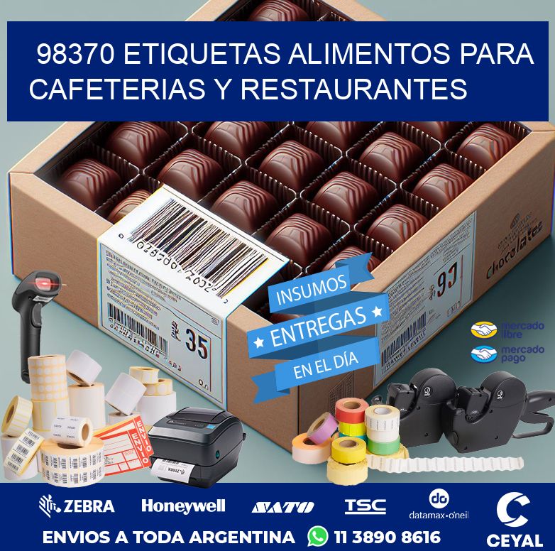 98370 ETIQUETAS ALIMENTOS PARA CAFETERIAS Y RESTAURANTES