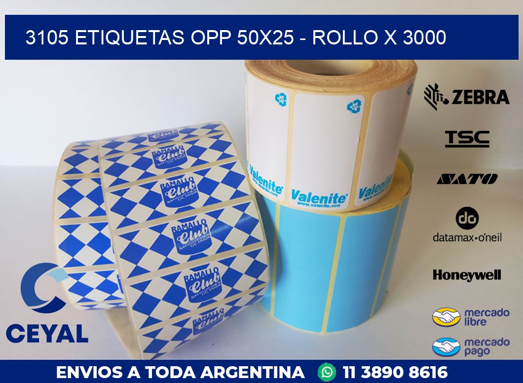 3105 ETIQUETAS OPP 50X25 – ROLLO X 3000