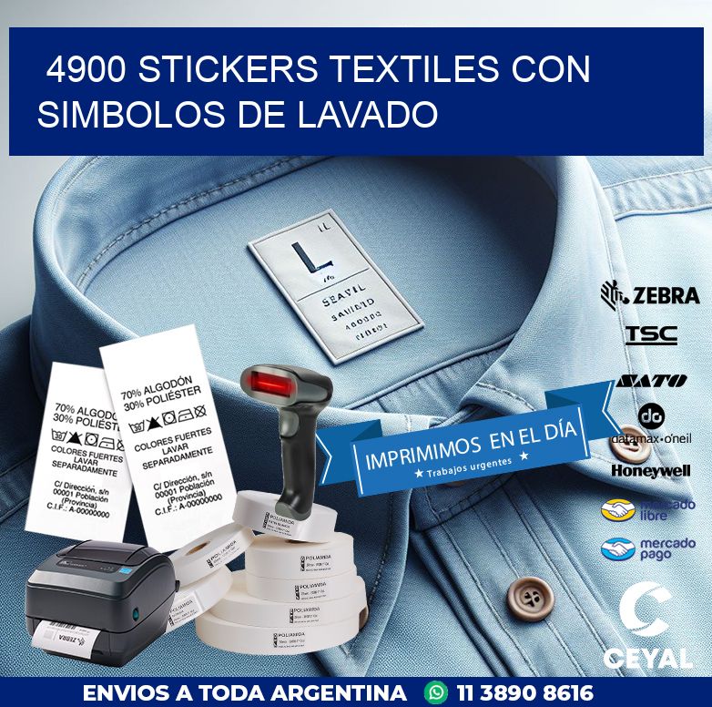4900 STICKERS TEXTILES CON SIMBOLOS DE LAVADO