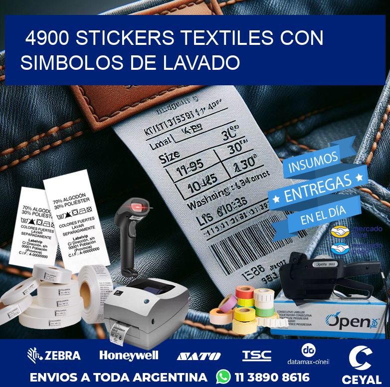 4900 STICKERS TEXTILES CON SIMBOLOS DE LAVADO