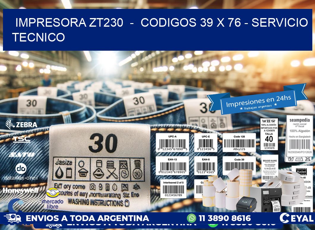 IMPRESORA ZT230  -  CODIGOS 39 x 76 - SERVICIO TECNICO