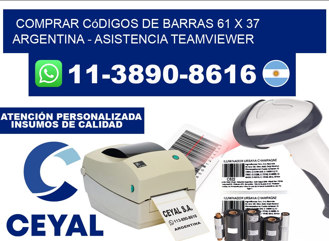 Comprar códigos de barras 61 x 37 argentina - asistencia teamviewer