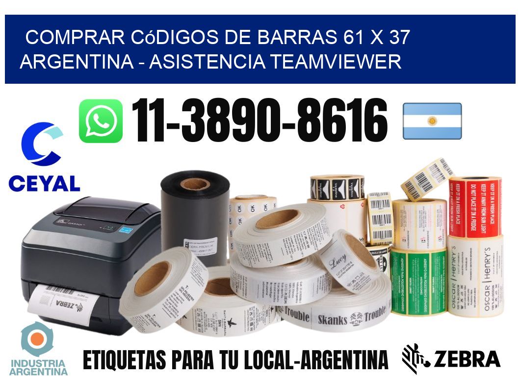 Comprar códigos de barras 61 x 37 argentina - asistencia teamviewer