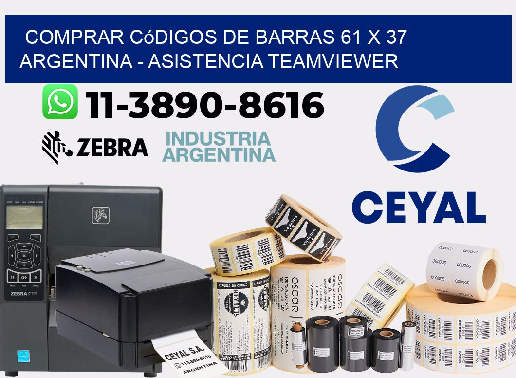 Comprar códigos de barras 61 x 37 argentina - asistencia teamviewer