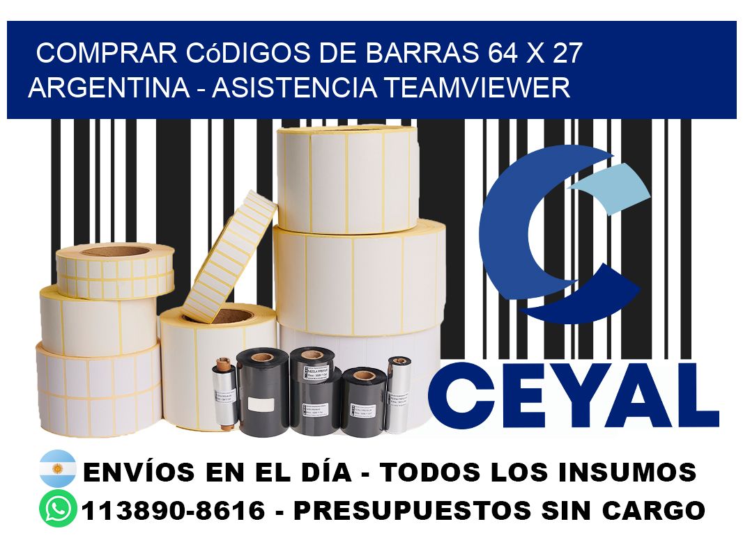 Comprar códigos de barras 64 x 27 argentina - asistencia teamviewer