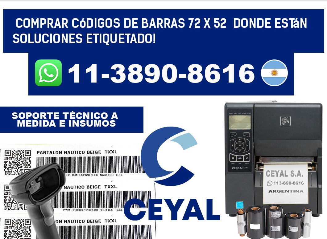 Comprar códigos de barras 72 x 52  donde están soluciones etiquetado!