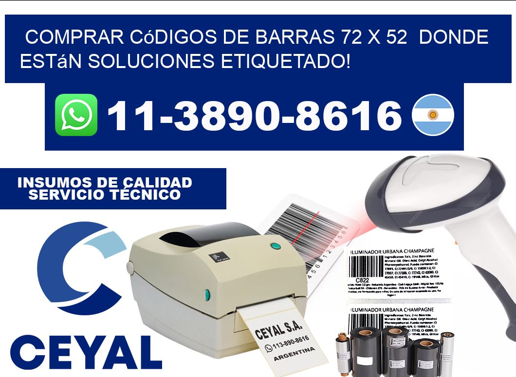 Comprar códigos de barras 72 x 52  donde están soluciones etiquetado!