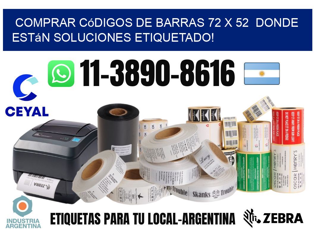 Comprar códigos de barras 72 x 52  donde están soluciones etiquetado!