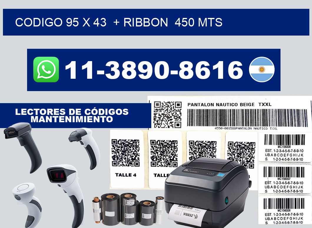codigo 95 x 43  + ribbon  450 mts