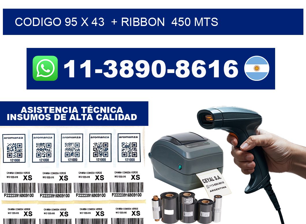 codigo 95 x 43  + ribbon  450 mts