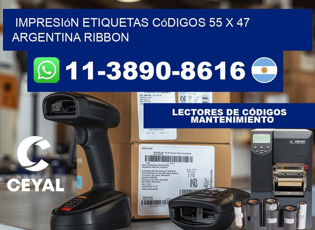 impresión etiquetas códigos 55 x 47 argentina ribbon