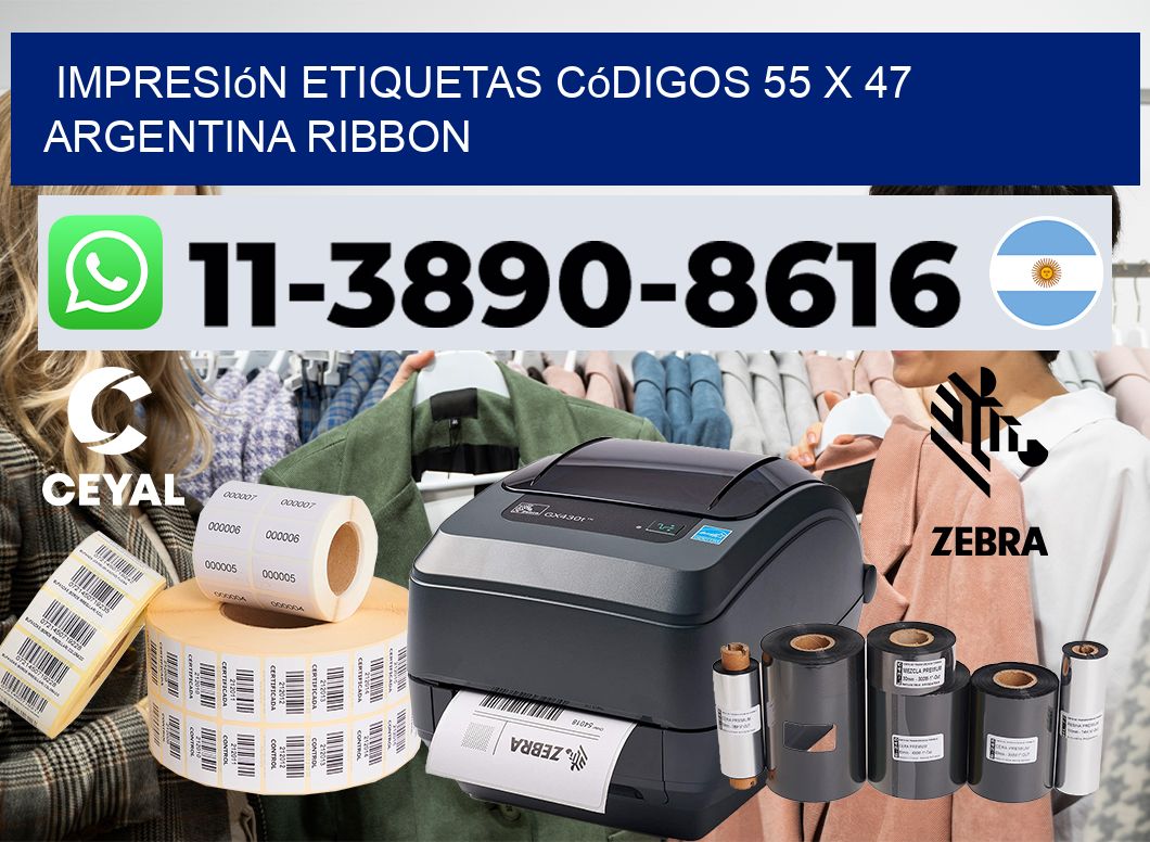 impresión etiquetas códigos 55 x 47 argentina ribbon