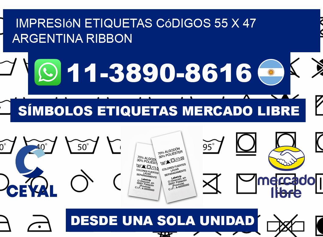 impresión etiquetas códigos 55 x 47 argentina ribbon