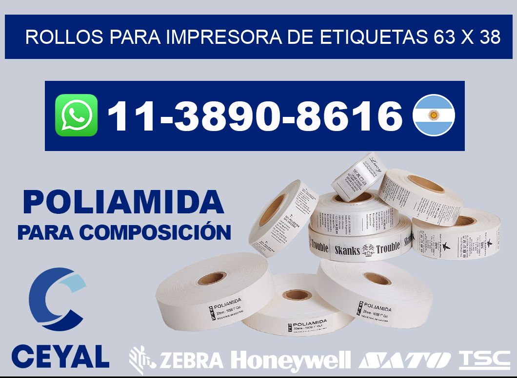rollos para impresora de etiquetas 63 x 38