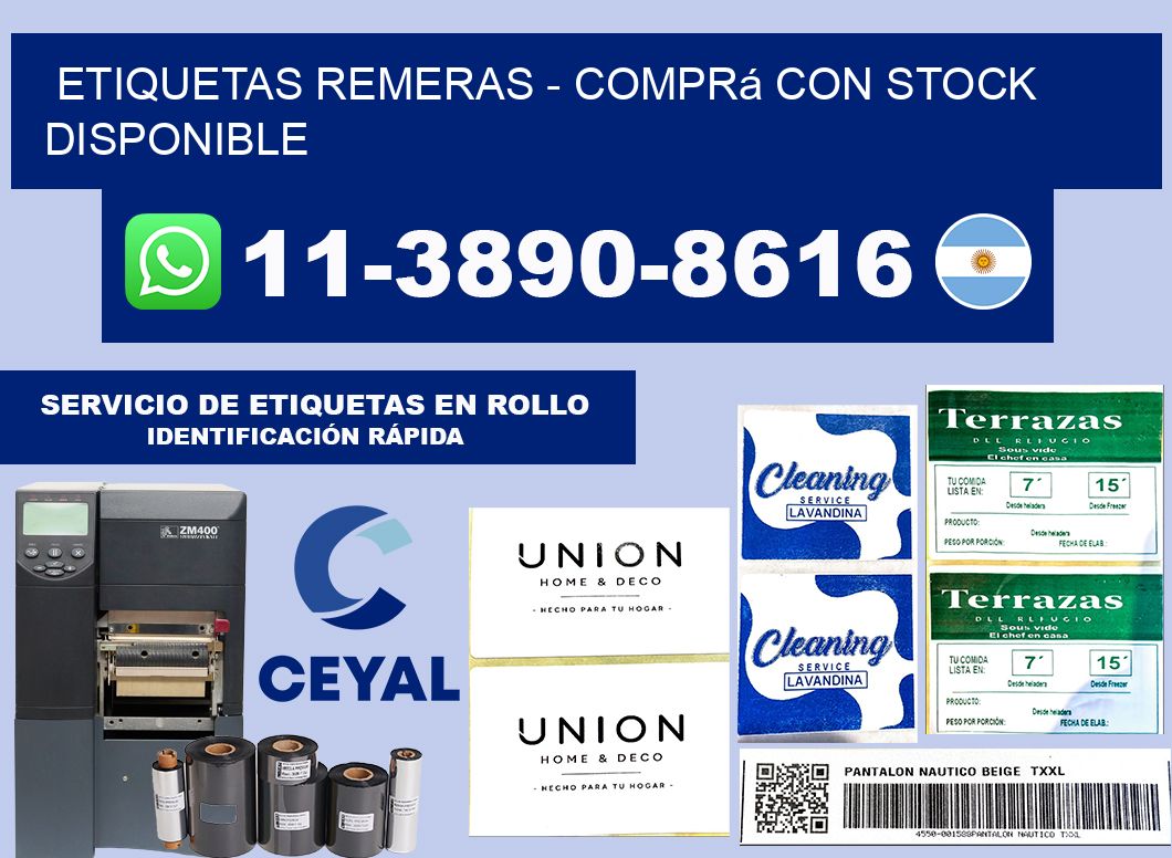 Etiquetas Remeras - Comprá con stock disponible