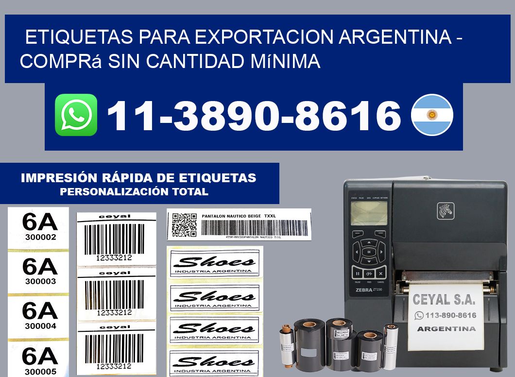ETIQUETAS PARA EXPORTACION ARGENTINA - Comprá sin cantidad mínima